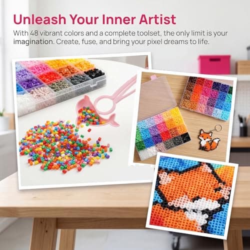 Huacan 26000pcs Fuse Beads Kit 48 Colors 2.6mm Beads with Complete Craft Tools for Perler Beads DIY Crafts