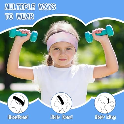 Trodalo Kids Sports Headbands for Girls Boys, Moisture Wicking Elastic Cooling Sweatbands, Non-Slip Lightweight Stretchy Hairbands for Soccer, Running, Basketball, Tennis — view 4