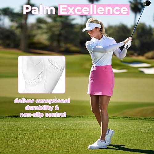 AIGEVTURE Womens Golf Gloves Left Hand Ladies Golf Gloves Breathable Yoga Mesh Back for Fashion Conscious Golfers White L — view 5