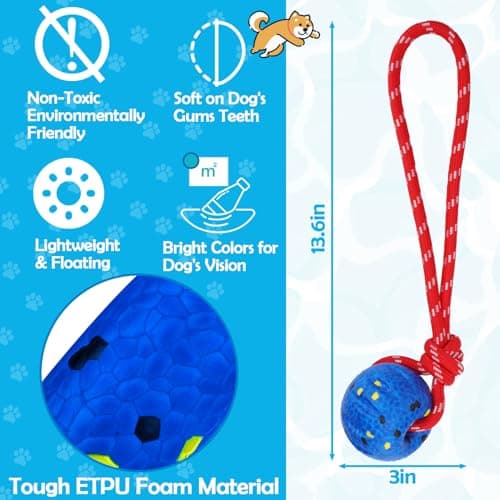 BABORUI Floating Dog Pool Toy – Durable E-TPU Dog Water Toy for Fetch & Chew, Bright Floating Dogs Toys for Pool, Beach & Outdoor Play – Dogs Beach Essentials (Rope Ball) — view 5