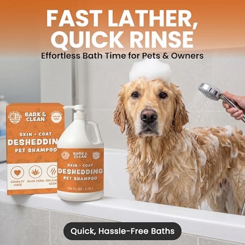 Deshedding Dog Shampoo, Gallon Sized - Skin and Coat Shedding Shampoo with Pump, 18:1 Dilution - Made with Baking Soda, Aloe, and Coconut for Buildup and Dander — view 2