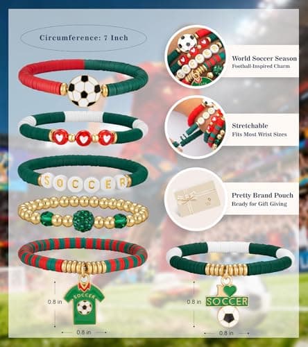 doubgood 2026 World Soccer Cup Soccer Bracelets for Women Men, Stackable Soccer Jewelry Game Day Fan Accessories Gifts for Mexico Soccer Fans — view 4