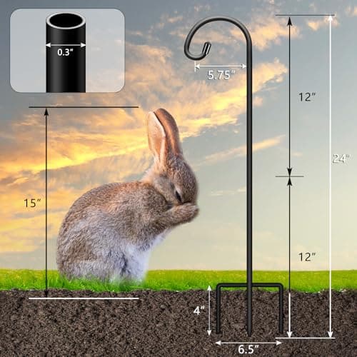 Gtongoko 24 Inch Shepherd Hooks for Outdoor 2 Pack,Garden Hooks for Hanging Plants, Lanterns, Solar Lights, Mason Jars & Wedding Decor, Matte Black Decorative Shepherd’s Hooks — view 4