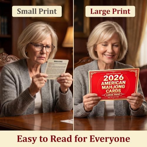 Featyyu 4 PCS 2026 Mah-Jong Card Rules Large Font Revised Version