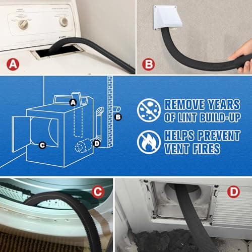 Sealegend Upgrade Dryer Vent Cleaner Kit Vacuum Hose Attachment Compatible with Most Vacuum Cleaner, Quickly Lint Remover Cleaning Supplies, Black — view 2