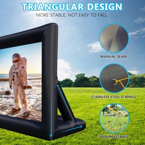 Inflatable Movie Screen Outdoor Projector Screen for Outside 20ft, Blow Up Screens Front and Rear Projection with Air Blower, Best for Movie Nights Backyard Home Theater Pool Party — view 4