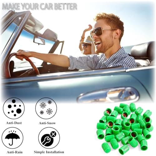 MEAJOO 30PCS Tire Valve Stem Caps, Corrosion Resistant, with O Rubber Ring, Airtight Seal Heavy Duty Dustproof Tire Valve Stem Covers for Cars, SUV, Trucks, Bikes, Motorcycles, Bicycles(Green) — view 4