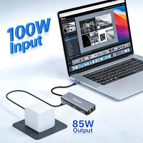 USBC Docking Station 8 in 1 USB C to hdmi gigabit ethernet Adapter 1Gbps Ethernet Hub 100W Power Delivery 3*USB 3.0 Ports SD/TF Card Reader Ethernet USB C Adapter for MacBook Pro/Air Dell XPS HP — view 3