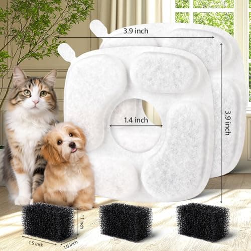24 Pcs Cat Water Fountain Replacement Filters-12 Pack Cat Fountain Filters with 12 Pack Sponges, Compatible with VEKEN 95oz/2.8L, 67oz/2L, 135oz/4L Pet Drinking Fountain — view 2