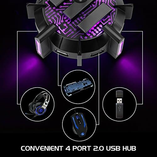 Enhance Pro Gaming Mouse Bungee Cable Holder 4 Port USB Hub with 7 LED Color Modes, Cable Management Support, Improved Accuracy and Weighted Design for Competitive Esports Games, Gaming Accessories — view 4