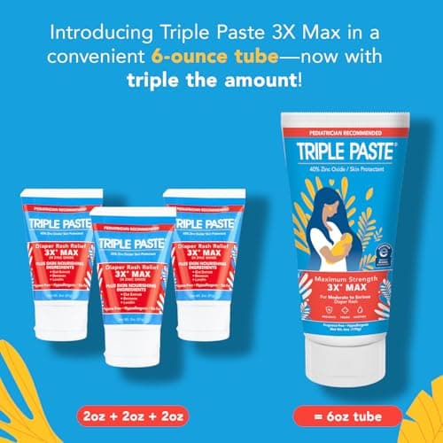 Triple Paste 3X Max Diaper Rash Ointment for Baby, Maximum Strength with 40% Zinc Oxide Ointment for Serious Diaper Rash, 6 oz Tube — view 4