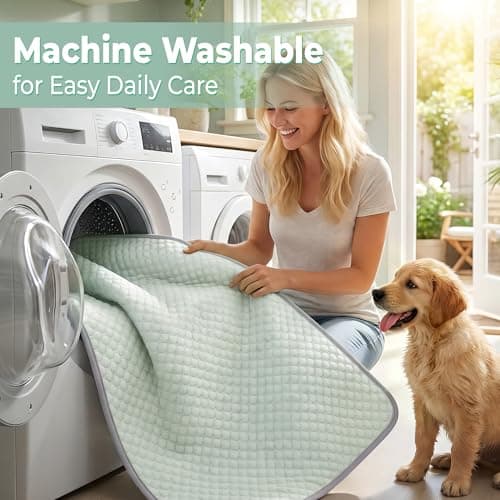 PatiencET Dog Cooling Mat, 28 x 40 in No-Gel Cooling Pad for Medium Dogs, Cool Touch Pet Mat with Ice-Dot Texture, Washable Summer Dog Mat for Crate, Floor, Sofa, Car, Light Green — view 3
