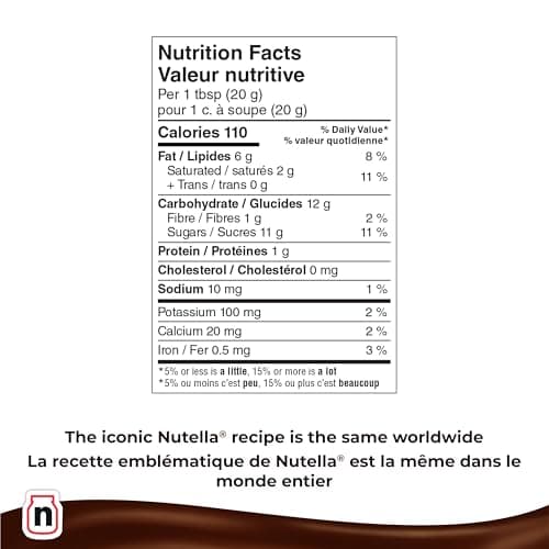 NUTELLA Hazelnut Spread with Cocoa for Breakfast - 725 g Jar - 2 Pack - 1450 g