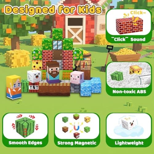 SSAWER 48 PCS Magnetic Blocks - Magnetic Building Blocks for Kids, Magnetic Cubes Sensory Toy for STEM Boys and Girls Christmas Birthday Gifts — view 2