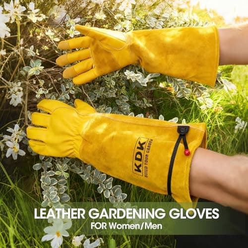 KDK Long Cowhide Gardening Gloves Men Women Thorn Proof Rose Pruning Gloves — view 4