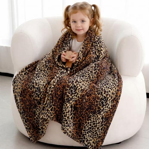 MIBOI Leopard Print Blanket Throw, Soft Cozy Fleece Cheetah Print Blanket for Couch Bed Travel Room Decor, Brown 40''x60'' — view 2