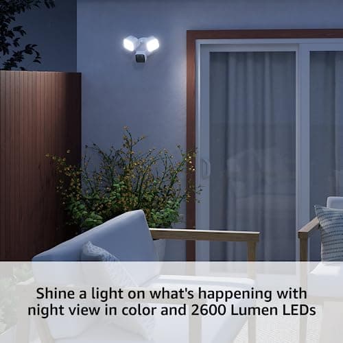 Blink Wired Floodlight Camera, Smart security camera, 2600 lumens, HD live view, enhanced motion detection, built-in siren, Works with Alexa, 1 camera (White) — view 2
