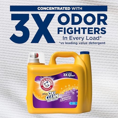ARM & HAMMER Plus OxiClean with Odor Blasters Liquid Laundry Detergent, Laundry Odor Remover, Attacks Stains, Fresh Burst Scent, 154 Loads, 200.2 Fl Oz — view 3