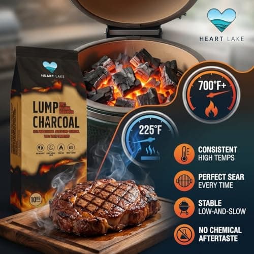 Heart Lake Premium Hardwood Lump Charcoal, 100% Natural BBQ Charcoal, 8 kg
