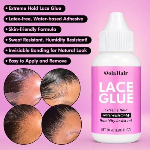 Extreme Hold Lace Glue for Wigs, Waterproof, Invisible Bonding, 1.285 Ounce 36pcs Lace Wig Tape Double Sided Waterproof Lace Front Tape(Glue-3pcs kit) — view 4