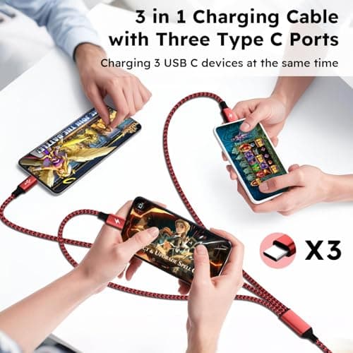 USB A/C to USB C Multi Charging Cable, 3 in 1 Type C Phone Charger Cord — view 2