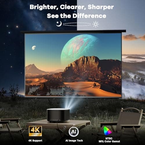 Outdoor-Projector-4K with WiFi and Bluetooth:[3500 Bright/60W Dolby Audio/Official Licensed Apps],Smart-Projector with AI Auto Focus,ONOAYO ONO5Pro 2.0 Movie Projector for Indoor/Outdoor 2026New — view 2