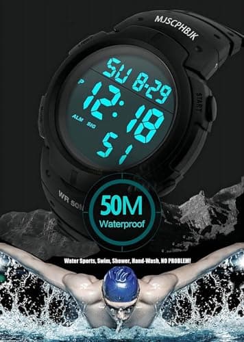 MJSCPHBJK Mens Digital Sports Watch, Waterproof LED Screen Large Face Military Watches for Men — view 5