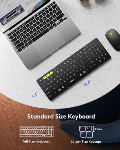 Foldable Keyboard and Mouse, Samsers Folding Bluetooth Keyboard Combo, 2.4G + BT5.0 x 2, Full-Size Portable Travel Keyboard & Rechargeable Wireless Mouse for Windows Android iOS Mac OS, Elegant Black — view 2
