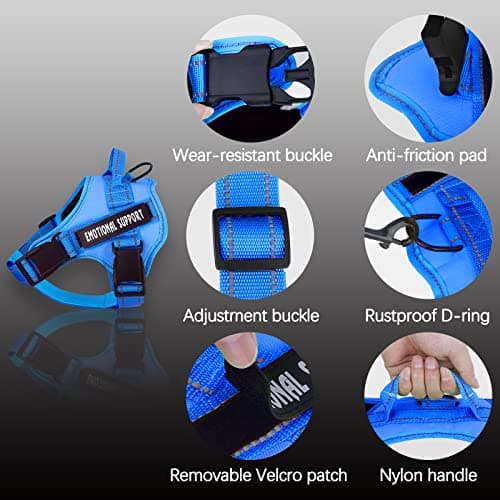 voopet Service Dog Harness, No-Pull Emotional Support Pet Vest Harness, Reflective Breathable and Adjustable Pet Halters for Small Medium & Large Dogs (with 4 PCS Removeable Tags)