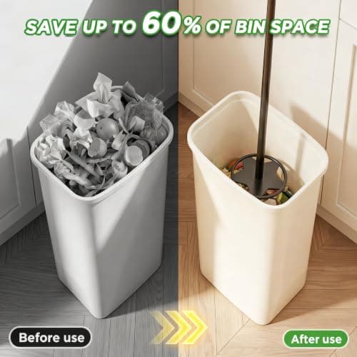 Trash Compactor for Kitchen - 20" All-Metal Manual Garbage Compactor, No Electric Trash Can Compacting Tool, Touchless Waste Smasher & Tamper Press Compressor, Saves Space for Home & Outdoor Bins