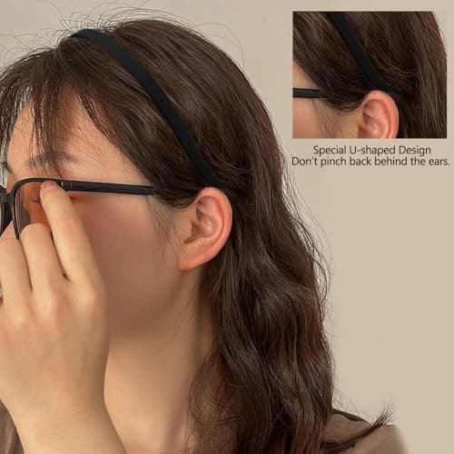 TOBATOBA Headbands for Glasses Wearers No Pressure No Headache Hairbands Square Sunglasses Headband for Women Comfortable Head bands for Girls Non Slip with Teeth 6Pcs — view 2