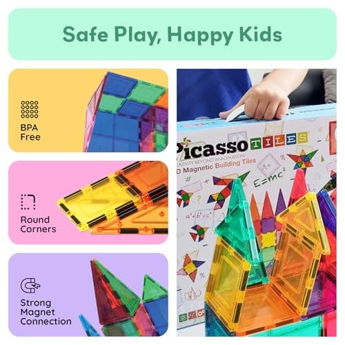 PicassoTiles 100 Piece Set 100pcs Magnet Building Tiles Clear Magnetic 3D Blocks Construction Playboards, Creativity Beyond Imagination, Inspirational, Recreational, Educational Conventional — view 3