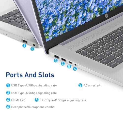 HP 17.3" Touchscreen Laptop w/Microsoft 365, 8GB RAM, 512GB SSD+128GB UFS, Webcam w/Shutter, Fingerprint Reader, Backlit Keyboard, Microsoft Copilot Key, Intel Quad-Core CPU, Win11, Lavender — view 2
