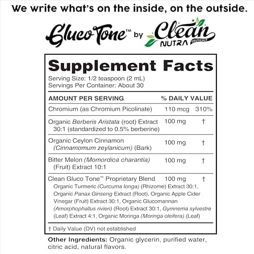 Clean Nutra Berberine with Ceylon Cinnamon Supplement Liquid Drops + Bitter Melon Extract, Glucomannan, Gymnema, Chromium, Turmeric, Organic Panax Ginseng, Moringa — view 4