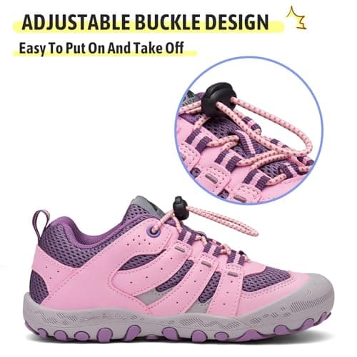 Mishansha Girl's Hiking Shoes Kids Boys Lightweight Non-Slip Trekking Sneakers Toddler Children Anti-Collision Trail Running Walking Hike Shoes Size 9.5 Pink — view 3