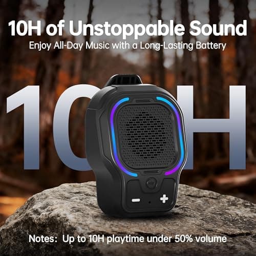 Wearable Bluetooth Speaker, Magnetic Clip-on Portable Wireless Speaker, HiFi Sound Loud Mini Speaker with 3 Light Modes, ENC Mic for Hands-Free Calls Music, Lightweight for Outdoor Work Cycling, Black — view 2