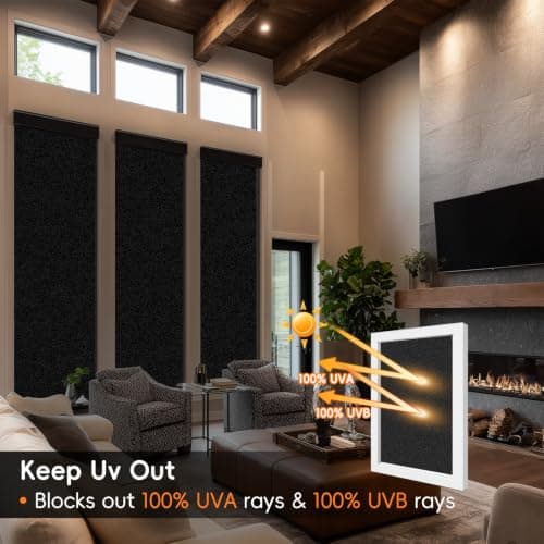 Blackout Window Privacy Film, Removable Window Cover Static Cling, Darkening Light Heat Blocking, Window Tint for Home Garage Bedroom Day Sleep, Black 17.5 Inch * 78.74 Inch — view 2