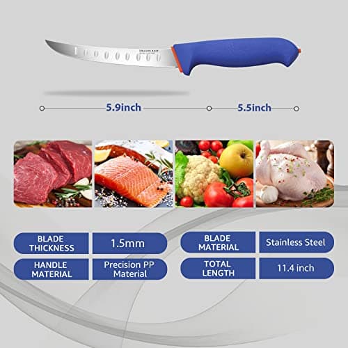 DRAGON RIOT Premium Boning Knife for Meat Cutting 6 Inch BBQ Brisket Meat Trimming Butcher Knife - Stainless Fish Fillet Turkey Carving Knife — view 4