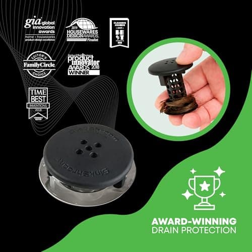 SinkShroom Hair Catcher, Matte Black Bathroom Sink Drain Protector, Hair Snare - Comes with 4 DrainShroom Toss Disposable Drain Snakes — view 3