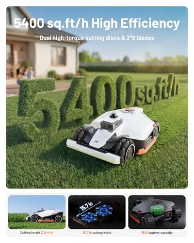 Mammotion LUBA 3 AWD 5000 Robot Lawn Mower with Garage (Ship Separately), 1.25 Acres, 360° LiDAR+NetRTK+AI Vision, All-Wheel-Drive for 80% Slopes, 50 Multi-Zone Management, Cutting Height 1.0"-2.7" — view 4