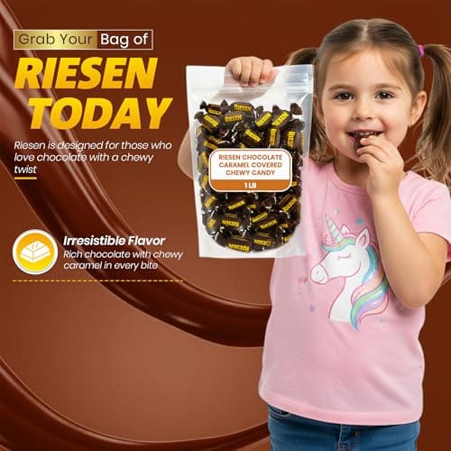 Riesen Dark Chocolate Covered Chewy Caramel Candy - 1 lb Bulk Bag, Individually Wrapped Rich Dark Chocolate Pieces — view 3