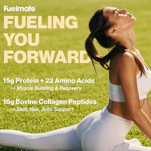FUELMATE Strawberry Banana Liquid Collagen Easy Protein Shots - 15g Protein + 22 Amino Acids - Hydrolyzed Bovine Collagen Peptides for Skin, Hair & Joints - 10 x 1.29oz - Sugar, Dairy & Gluten Free — view 5