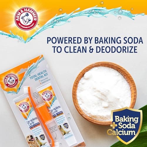 Arm & Hammer Complete Care Dog Dental Kit with Two Flavors: Chicken & Peanut Butter Enzymatic Dog Toothpaste, Toothbrush, & Finger Brush, Baking Soda + Calcium, 2.5oz Each — view 5