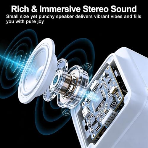BOLONMI Wireless Bluetooth Induction Speaker, Phone Speaker Amplifier with Colorful Lights & 3500mAh Battery, Portable Phone Stand Compatible with iPhone/iPad/Android/Samsung - White — view 3