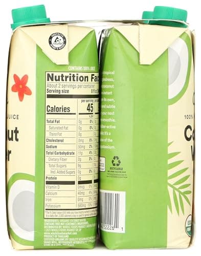 365 by Whole Foods Market, Organic Coconut Water, 100% Pulp-Free Juice, 16.9 Fl Oz per Carton, Pack of 4 — view 3