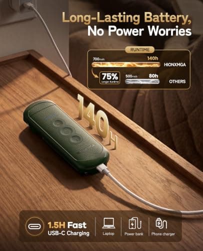 HIONXMGA Book Light Rechargeable, Eye-Care Clip on Reading Light for Books in Bed, 3 Color & Stepless Dimming, 140H Long Lasting Book Lights for Reading at Night, Gifts for Book Lovers(Green) — view 3