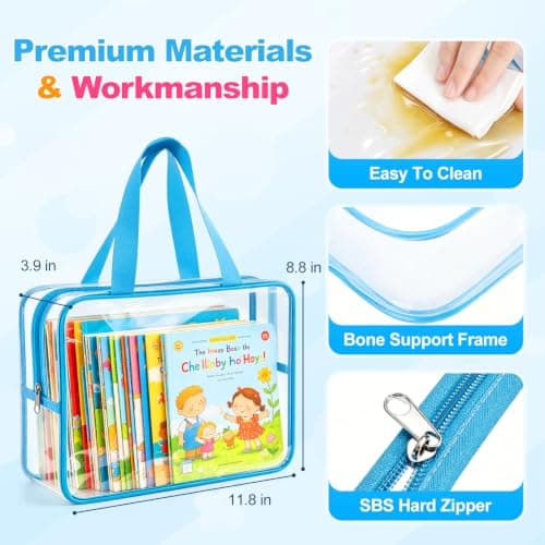 Etbndta 6 Pack Clear Toy Storage Bags with Zippers, Multi-Color Toy Organizer with Handles, Premium Plastic Toy Organizers and Storage for Building Blocks, Lego, puzzle, Crafts, Travel Essentials