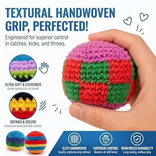 Hacky Footbag Sack Set – Soft Kick Sack Balls for Adults & Beginners – Durable Juggling & Outdoor Game – Portable Fun for Beach, Camping, Backyard & Summer Party (6PCS) — view 2