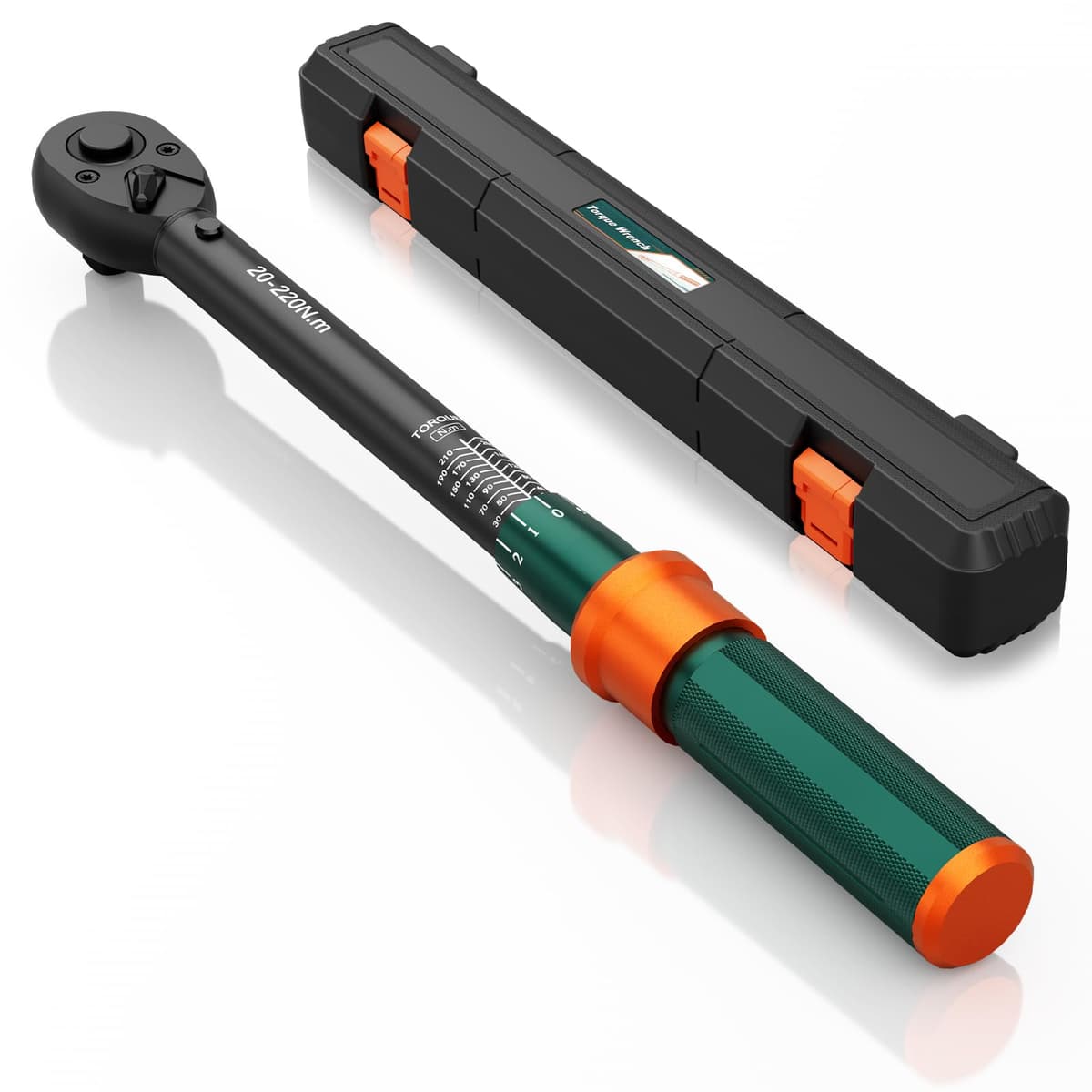 Llave Dinamometrica 1/2", 20-220Nm, 72 Dientes Cabezal Reversible Llave Dinamometrica Coche, Precisión ±3%, para Reparación y Mantenimiento de Moto, Coche y Camión