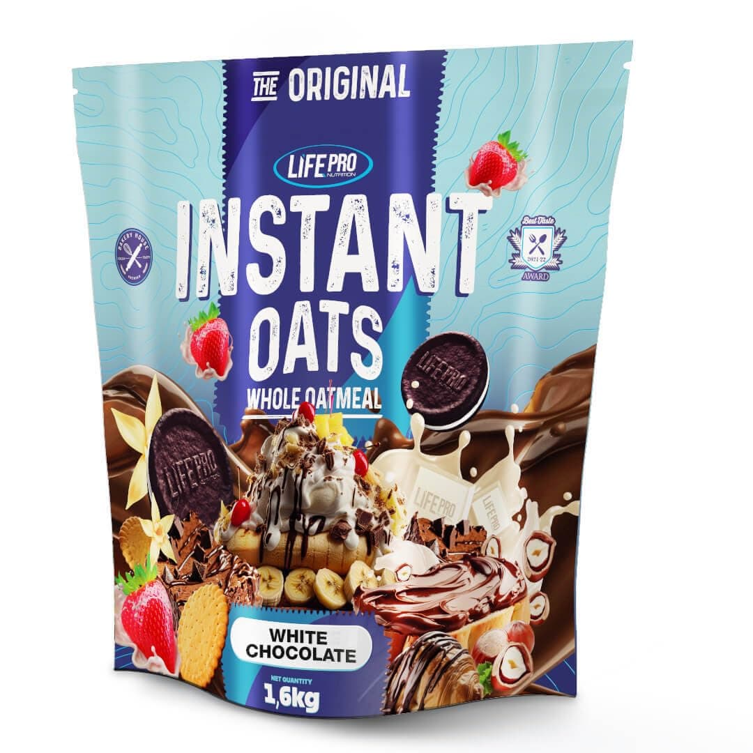 Life Pro Fit Food Instant Oats Premium 1.6kg | Carbohidratos de liberación lenta | Harina integral de avena (CHOCOLATE BLANCO)